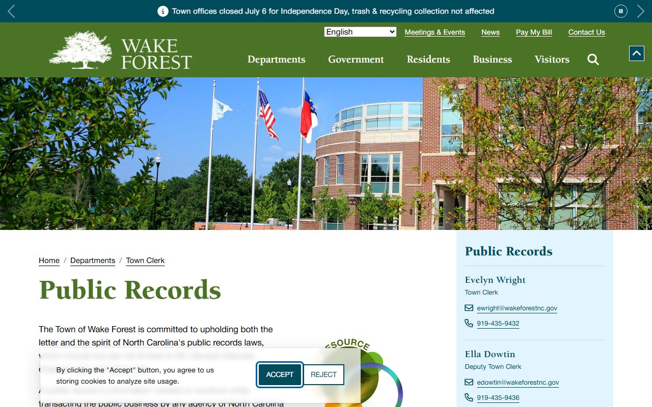 Wake Forest phone directory public records contacts