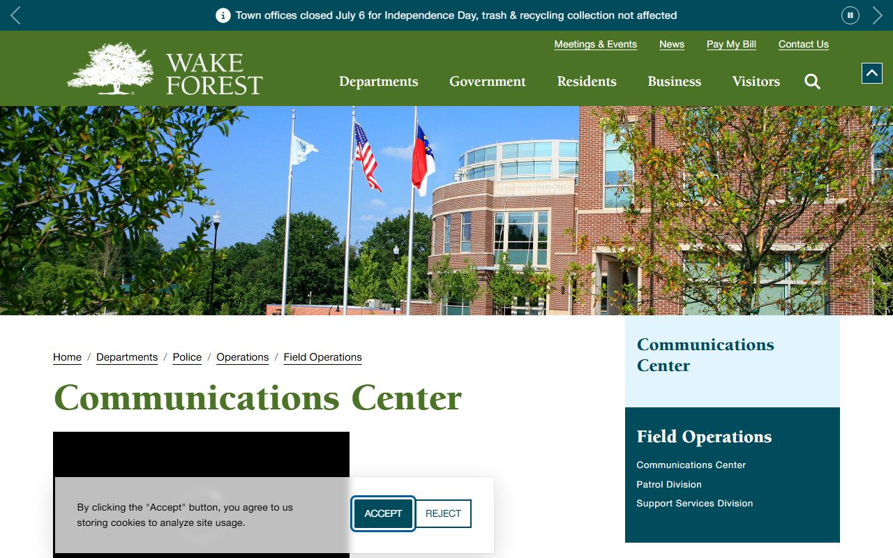 Wake Forest phone numbers communications center emergency guidance